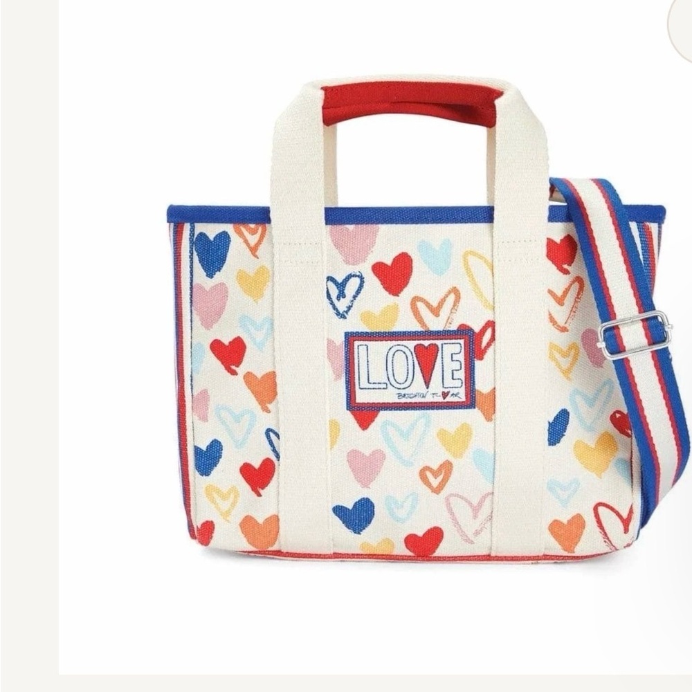 Brighton Tote Bag Mini Red White and You Canvas Hearts & Love Blue NWT Tags $150